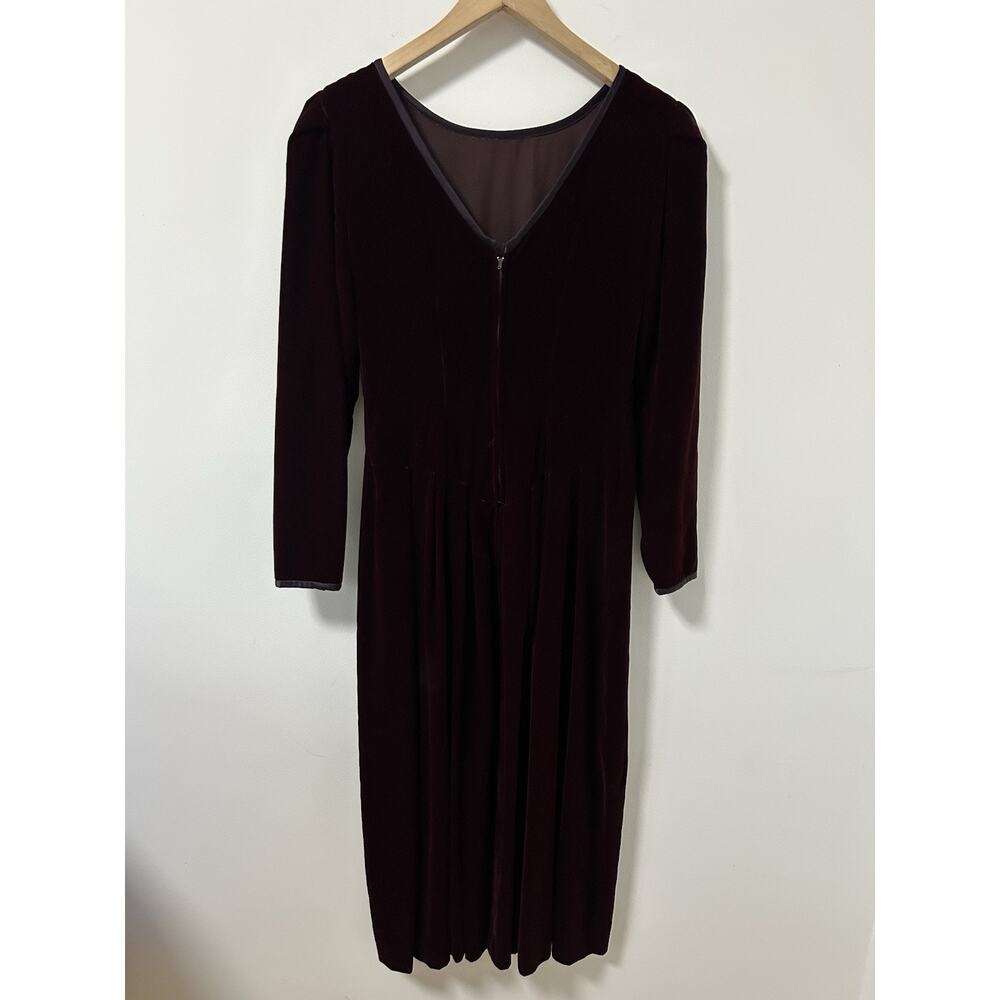 Vintage Prairie Cottage Velvet Steampunk Midi Dress Long Sleeve Maggy London 6 - Picture 5 of 11